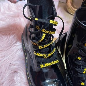 Black patent leather dr.marten combat boots worn 1 time brand new condition